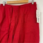 Vintage Red Linen Two Peice Set Wide Leg Pants Short Sleeve Button Down Shirt L Size L Photo 10