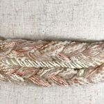 Vintage Statement Braided Waist Belt Womens Ivory Pink Tie Fabric 80s 90s Boho Photo 4