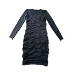 Opening Ceremony NEW  Womens Long Sleeve‎ Ruched V Neck Midi Dress Black Large Photo 8