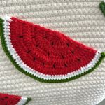 Watermelon Embroidered OFF White Tote Bag Photo 2