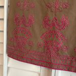 Basil Tan And Pink‎ Beaded Mini Skirt Size Medium Photo 3