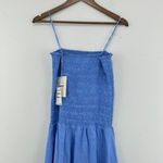 Faithfull the Brand Faithful the Brand Linen Smocked Bodice Maxi Dress Blue Sleeveless Casual Summer Photo 11