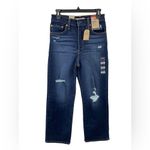 Levi's NWT Ribcage Straight Ankle High Rise Distressed Dark Wash Denim Jeans 27 Photo 1