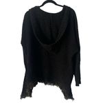 Free People Love Me Tender Knitted Cardigan Fringe Hooded Open Front Black XS Photo 2