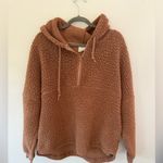 PINK - Victoria's Secret Victoria Secret PINK  brown teddy sherpa jacket half zip hooded large Photo 1
