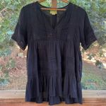 Maeve Anthropologie  Women's Black Lace Tiered Blouse Size S Photo 3
