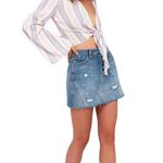 Lulus  Pippi Pink Striped Tie-Front Bell Sleeve Top - Medium Photo 5