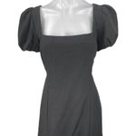 ZARA  Black Short Puff Sleeve Lace Up Back Square Neck Mini A Line Dress Size XL Photo 0