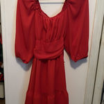 Red short long sleeve dress Photo 0