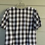 Loft Ann Taylor Black White Gingham Plaid Vneck Linen Blend Shirt Dress Women 6 Photo 7