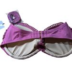 Shade & Shore Women's Pink Crochet Bandeau Bikini Top - Size 34DD - NWT Photo 3