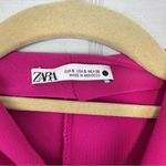 ZARA  Barbie Hot Pink Asymmetrical Draped Cross Neckline Midi Dress Stretchy S Photo 4
