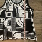 Berek Knit Black & White Geometric Tank Top Jeweled Neckline L Size L Photo 4