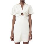 ZARA NWT Collared Metal Ring Detail Mini Dress in Oyster White Photo 87