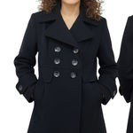 Sandro  Sportswear Black Double Breasted Peacoat Jacket Stretch Lined M Photo 0