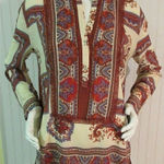 Anthropologie  tunic top by Tiny red & cream sz M Photo 0