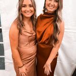 One Shoulder Satin Dress Orange Photo 2