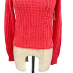 Anthropologie Sweater Ruffled Boat Neck Knit Wool Blend Pink Coral Size XS Photo 4