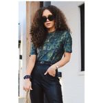 Ganni Lurex Metallic Camo Top Calamata size 34 camo military mesh Photo 8