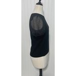 Madewell Striped Sheer Puff Sleeve Knit T-Shirt Crewneck Short Sleeve Black XS Photo 4