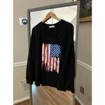 US Flag American Distressed Tee Hunt Sweater Large Black Photo 1