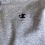 Champion  Gray Cropped Hoodie Sweatshirt Size M | Logo Sleeve Photo 3