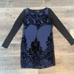 Hale Bob  Elisa Beaded Velvet Burnout Long Sleeve Dress in Blue Photo 0