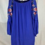 Altar'd State Altar’d State Royal Blue Floral Bell Sleeve Mini Dress Woman’s Size Medium Photo 4