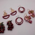 Dress Up Lot Of 4 Costume Earrings Pierced Dangle Drop  Colorful Red Mix Photo 11