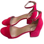 Merona Red suede ankle strap block heel sandal Size 6.5 Photo 1