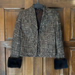 Adrienne Vittadini NEW  Platino Womens Jacket Size 4 Tweed Blazer Wool Fur Cuffs Photo 0