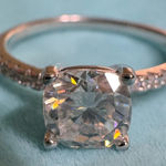 Elegant Solid Silver Cushion Cut 1.0ct Moissanite Ring Photo 0