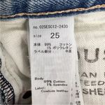 Moussy Vintage Tapered Distressed Jeans Light Blue Denim Ankle Raw hem Size 25 Photo 7