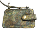 Lodis Gold Iridescent Shimmer Leather ID Holder Wristlet Photo 2