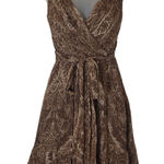 BCBGMAXAZRIA 100% Silk Bubble Hem Dress Size 2 Brown Photo 0