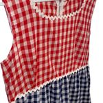 Vintage Gingham Red Blue Maxi Dress cottagecore grandmacore Holly Hobbie Photo 2