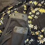 Free People  Dessa Bodysuit Sz Small Black Ditsy Floral Puff Sleeve Mesh Tie Back Photo 8