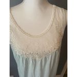 Vintage‎ Amyris Shadowline Sleeveless Rayon Cotton Gown Large Green Lace Trim Photo 5