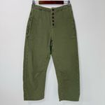 Free People We the Osaka Mid-Rise Barrel Texturized Olive Green Jeans 26 Photo 4