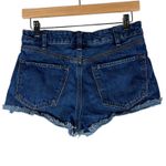 Free People Jean Shorts Womens 26 Dark Wash Denim Raw Hem Cheeky Y2K Daisy Dukes Photo 2