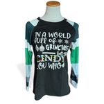 New Womens Boutique In a World of Grinches Long Sleeve Graphic Tee Shirt Photo 1