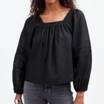 Madewell  Top Womens Square-Neck Long-Sleeve Lightweight‎ Peasant Black Size XS Photo 0