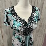 Style & Co Embellished Rhinestone Burst Blue 2010s Maxi Dress Womens Petite Med Photo 1