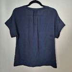 Banana Republic Blouse Short Sleeve Navy Blue Silver Clips Business Casual Light Photo 3