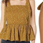 Madewell Rosalie Tie-Strap Top Daisy Stitch Yellow Floral Smocked Tank Size L Photo 0