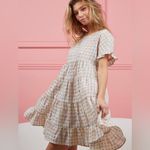 NWT BiBi SHORT SLEEVE TIERED LOOSE FIT MULTI PLAID MINI DRESS Photo 6