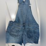 Mossimo Denim Shorts Retro EmbroiderPockets Adjustable Urban Chic Overalls SzXXL Blue Size XXL Photo 1