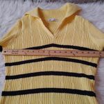 Liz Claiborne  Yellow Black Striped Stripe Sweater Long Medium/Large Top Winter Photo 2
