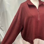 Lou & grey  Signaturesoft Plush Quarter Zip Pullover Sweatshirt Women XL Burgundy Photo 5