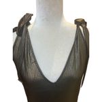 Metallic Gold V Neck Maxi Dress Tie Shoulder Sleeveless Evening Gown Size XL Photo 3